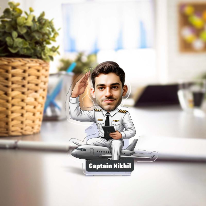 Personalized Pilot Caricature with Shaking Head Feature, Gift for Travelers, Pilots & Airplane Lovers Funny Gift for Brother & Friends Battery Powered Moving Head